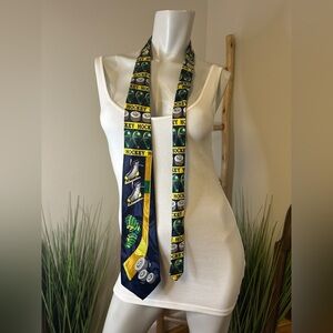 Necktie Hockey Steven Harris Hand Made Blue Green Yellow